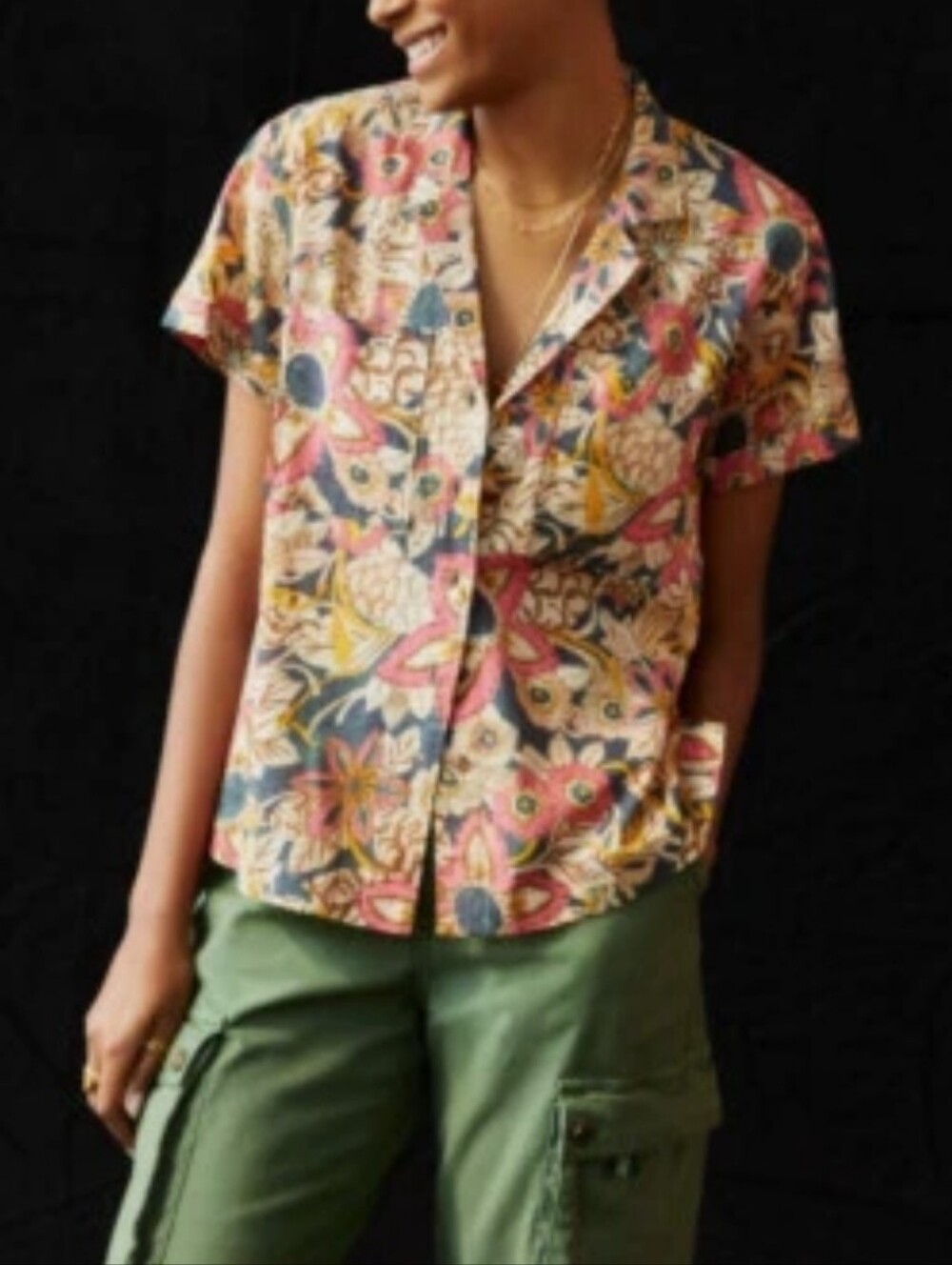 Anthropologie Pilcro Printed Voile Surf Shirt